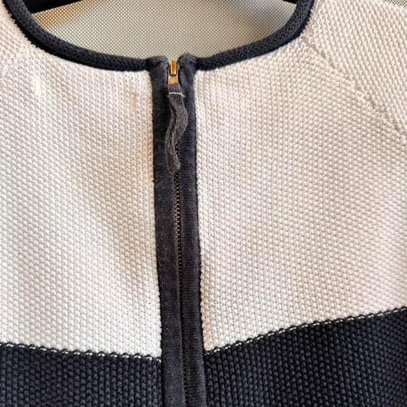 Alfred Sung | Navy & White Striped Cotton Knit Sweater - Picture 7 of 9